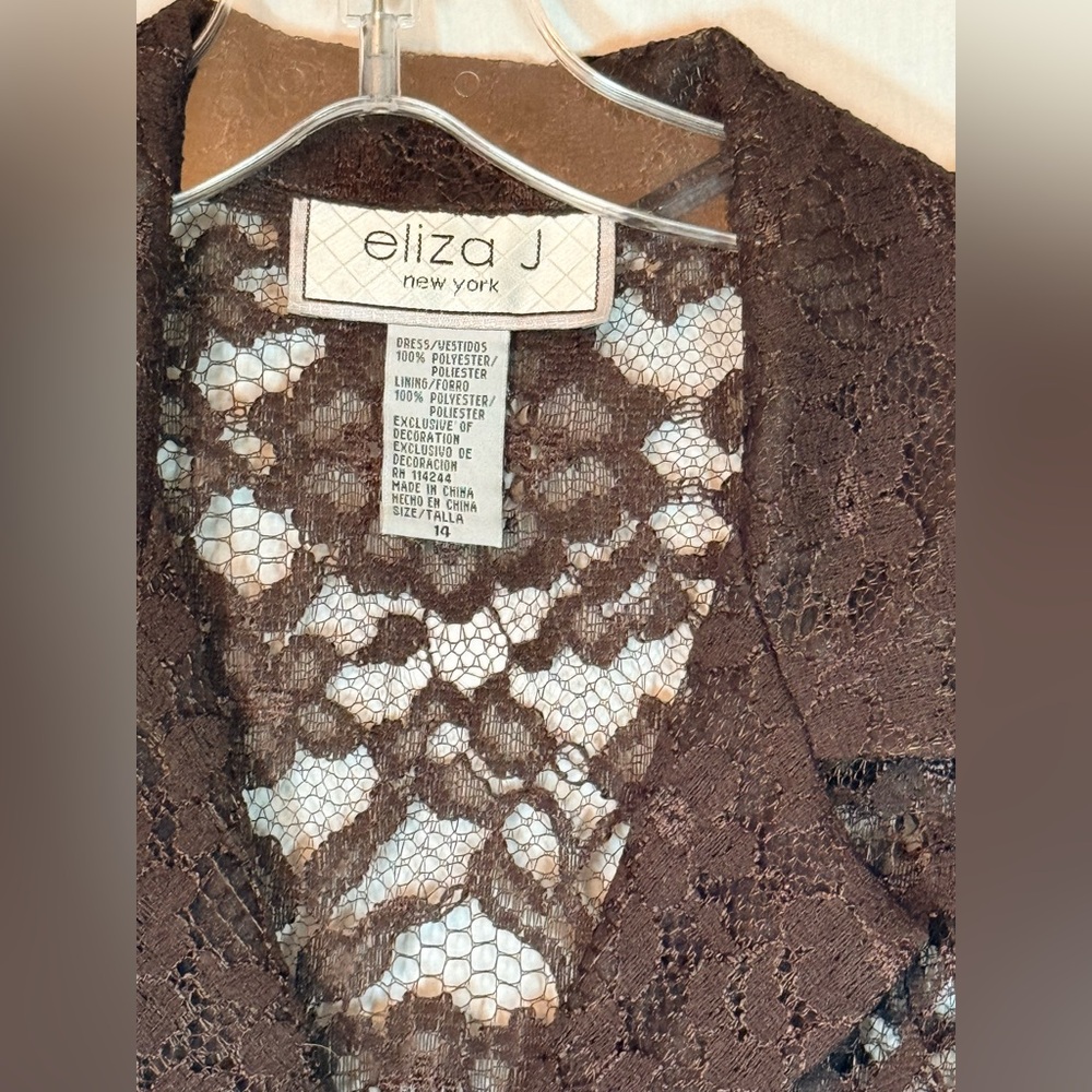 Eliza J Chocolate Lace Midi Dress - Picture 3 of 3